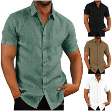 Blank Short Sleeve Button Down Shirts Fishing Tees Spread Collar Plain Shirt